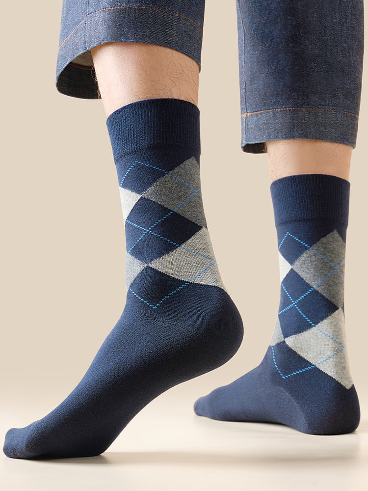5 Pack Men's Simple Textured Crew Socks
