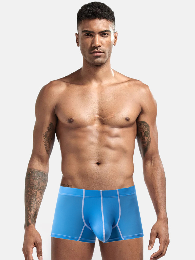 3 Pack Men's Large Pouch Contrast Binding Trunks