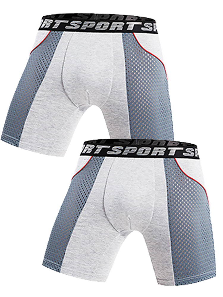 2 Pack Men's Sports Anti-friction Mesh Boxer Briefs