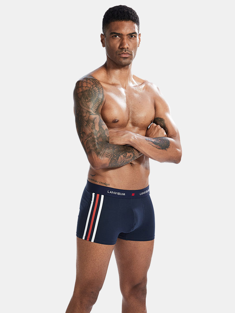 3 Pack Low Rise Printed Support Men's Boxer Briefs
