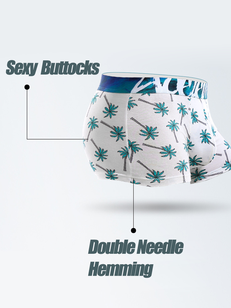 6 Pack Men's U Convex Modal Print Breathable Trunks