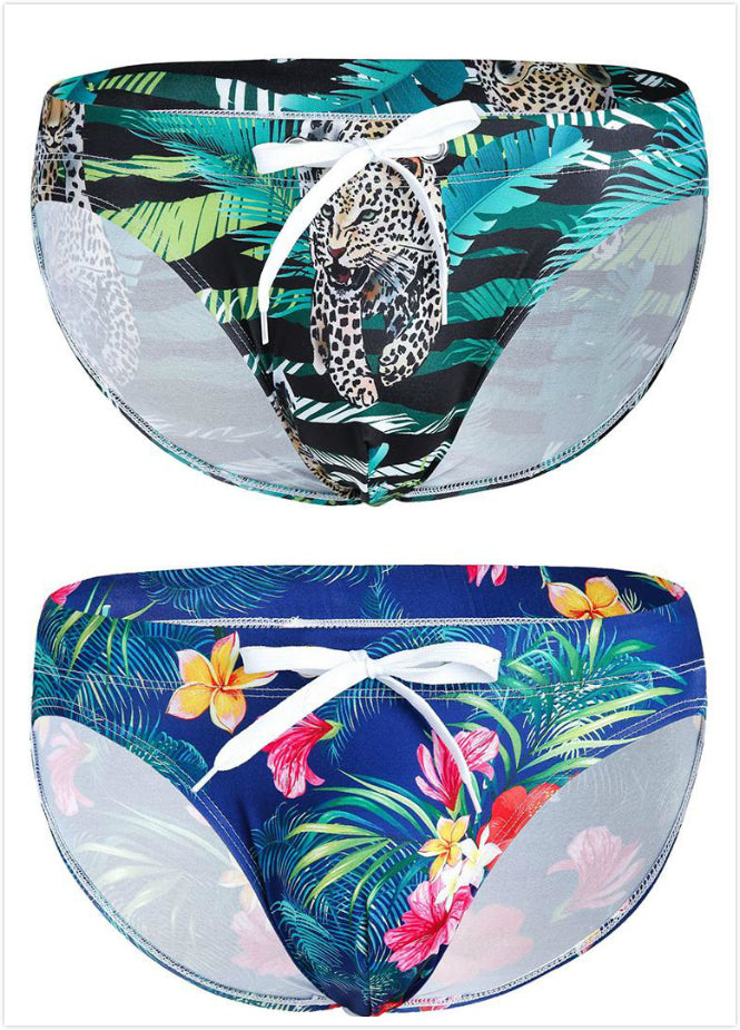 Mens Bulge Pouch Surfing Printed Bohemian Swim Briefs