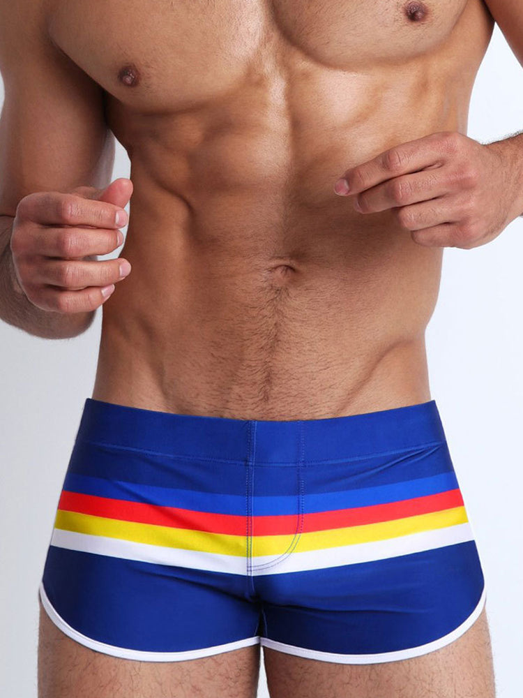 Men's Rainbow Striped Swimming Trunks