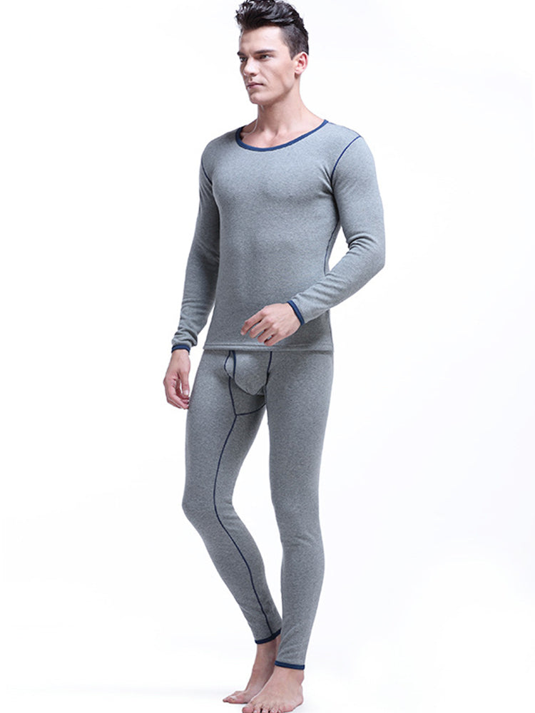 Fleece Lined Men's Thermal Underwear With Support Pouch