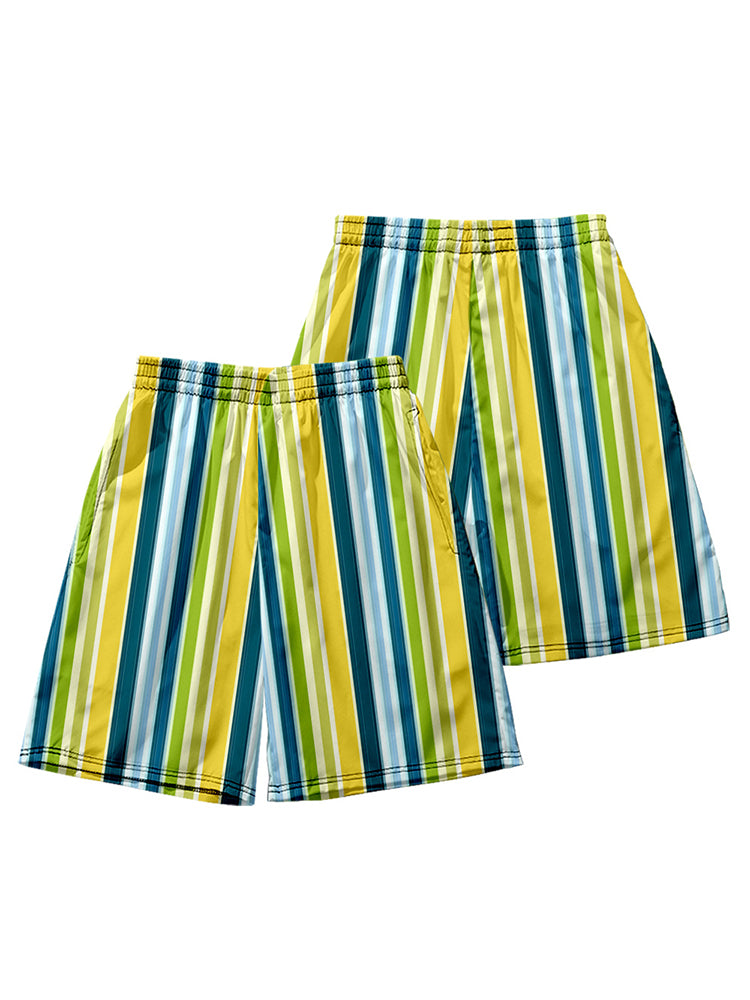 Men's Multicolor Stripe Leisure Swim Shorts