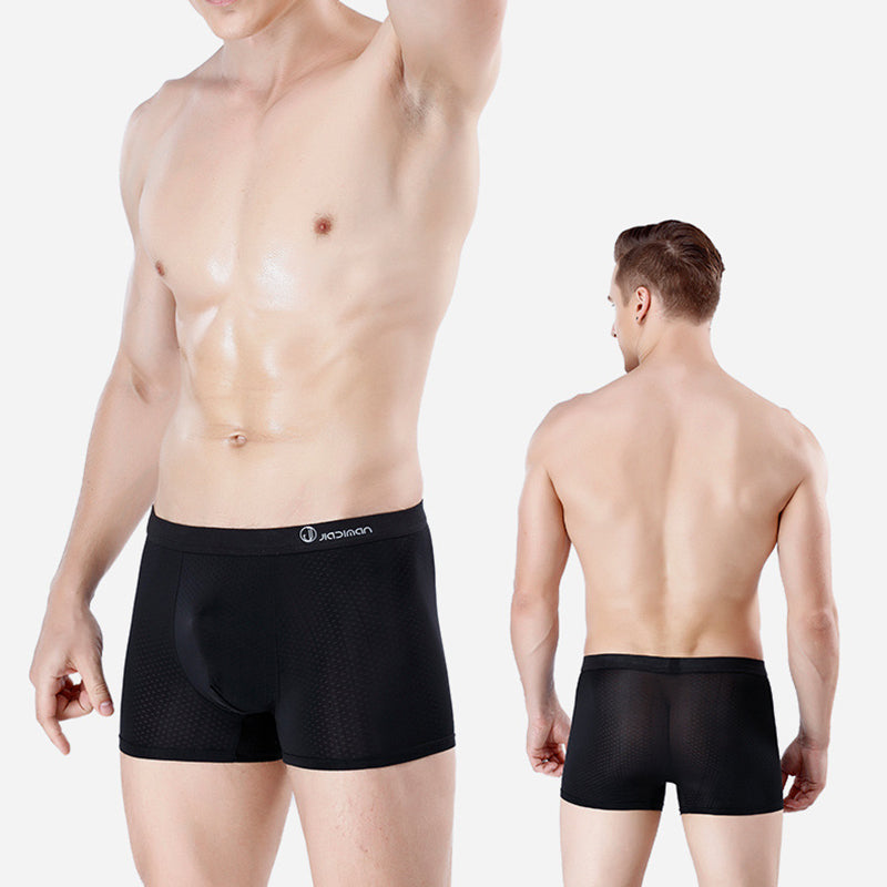 4Pcs Mesh Ice Silk Light Men's Boxer Brief Sets