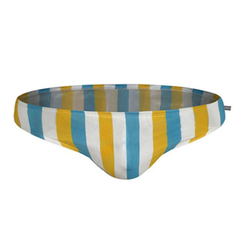 Men Casual Stripe Quick Drying Swim Briefs