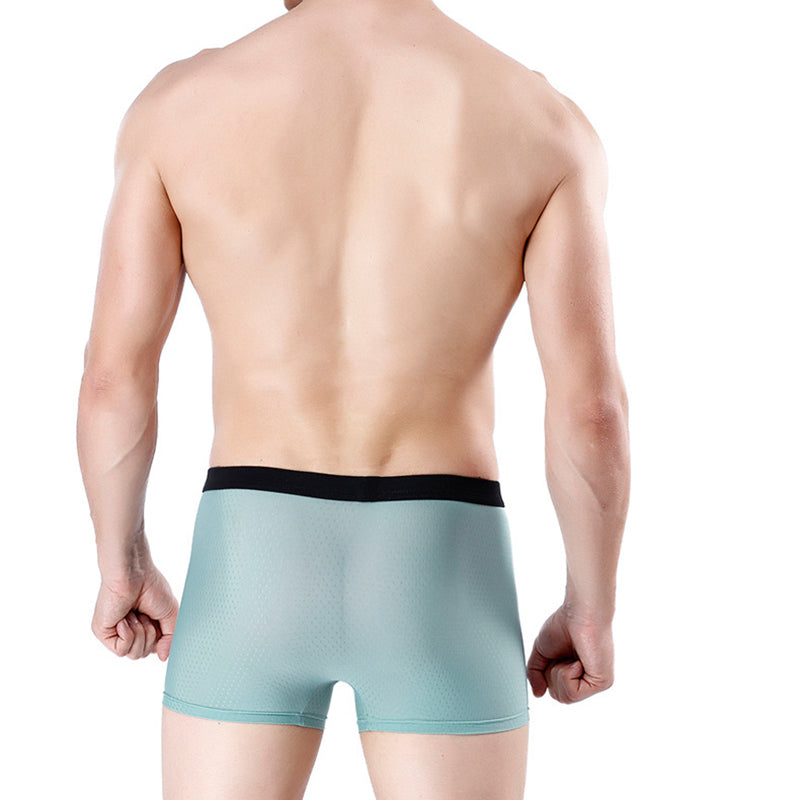 4Pcs Mesh Ice Silk Light Men's Boxer Brief Sets