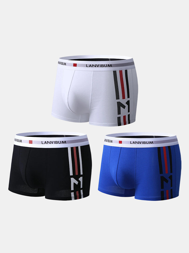 3 Pack Low Rise Printed Support Men's Boxer Briefs