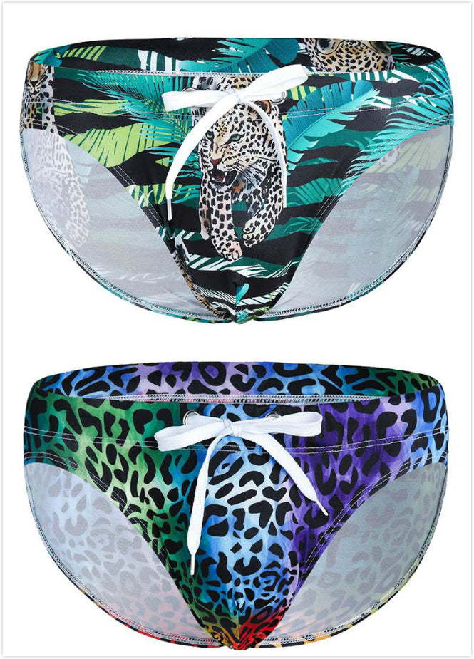 Mens Bulge Pouch Surfing Printed Bohemian Swim Briefs