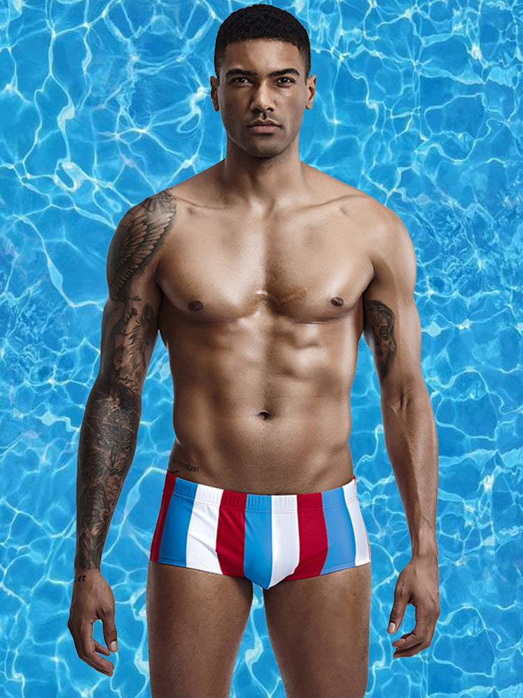 Mens Sexy Breathable Soft Stripe Swim Briefs