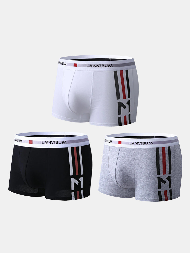 3 Pack Low Rise Printed Support Men's Boxer Briefs