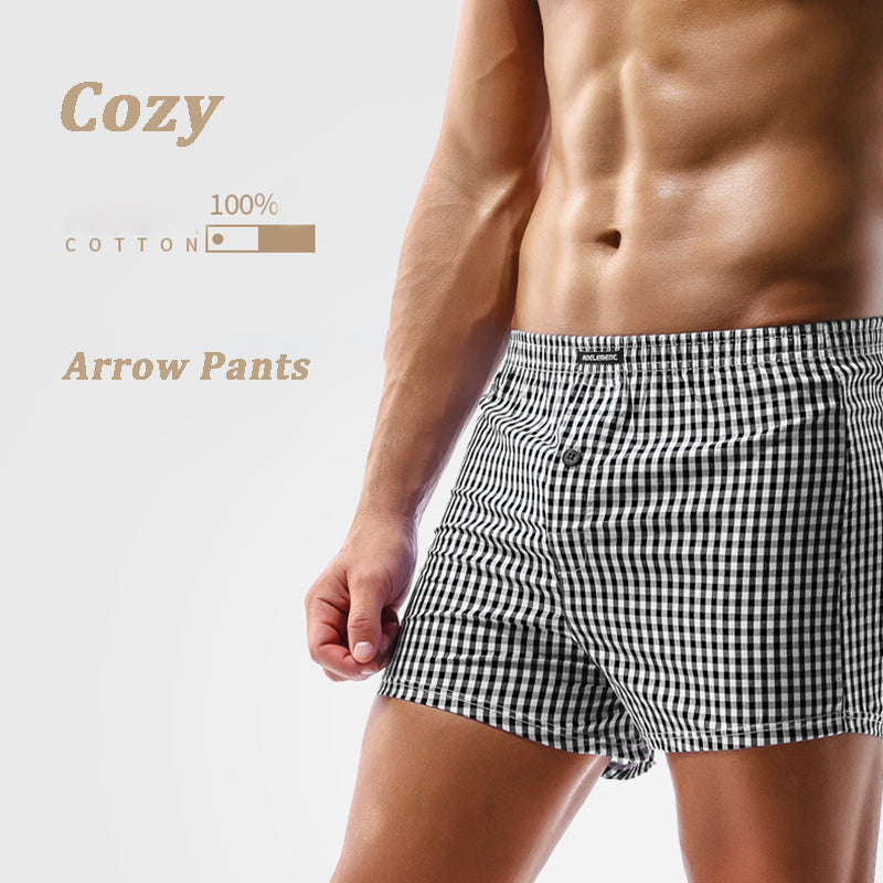 Men's Cotton Arrow Pants Plaid Shorts