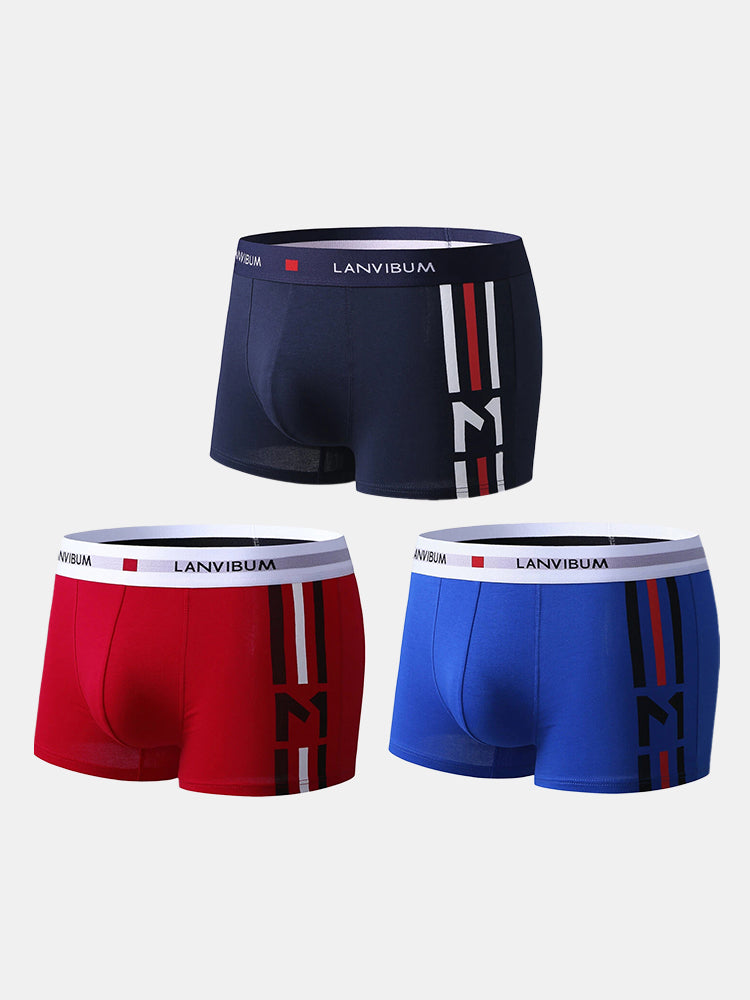 3 Pack Low Rise Printed Support Men's Boxer Briefs