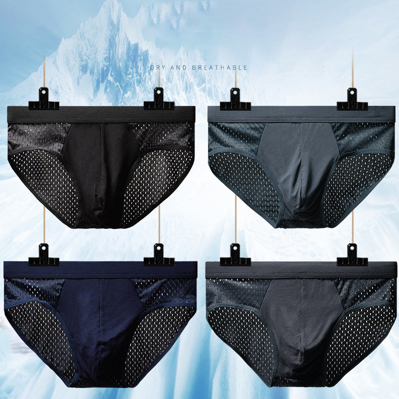 Men's Mesh Breathable Ice Silk Briefs