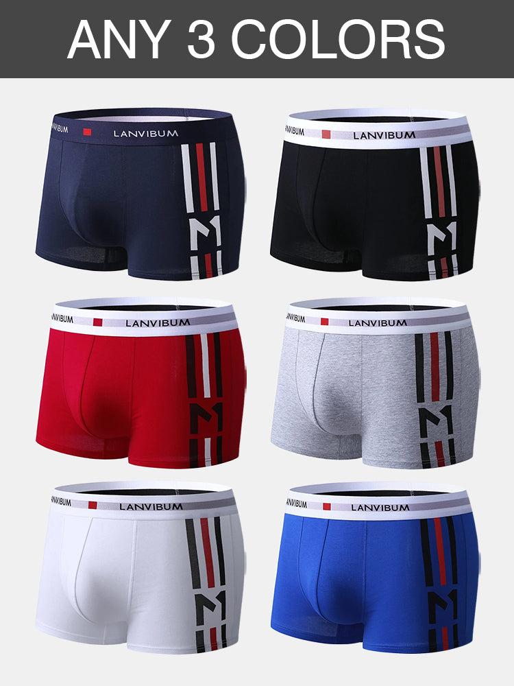 3 Pack Low Rise Printed Support Men's Boxer Briefs