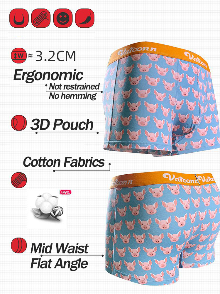 Couple 2 PCS Cotton Cartoon Breathable Underwear