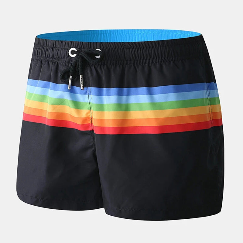 Men Colorblock Stripe Shorts Drawstring Shorts