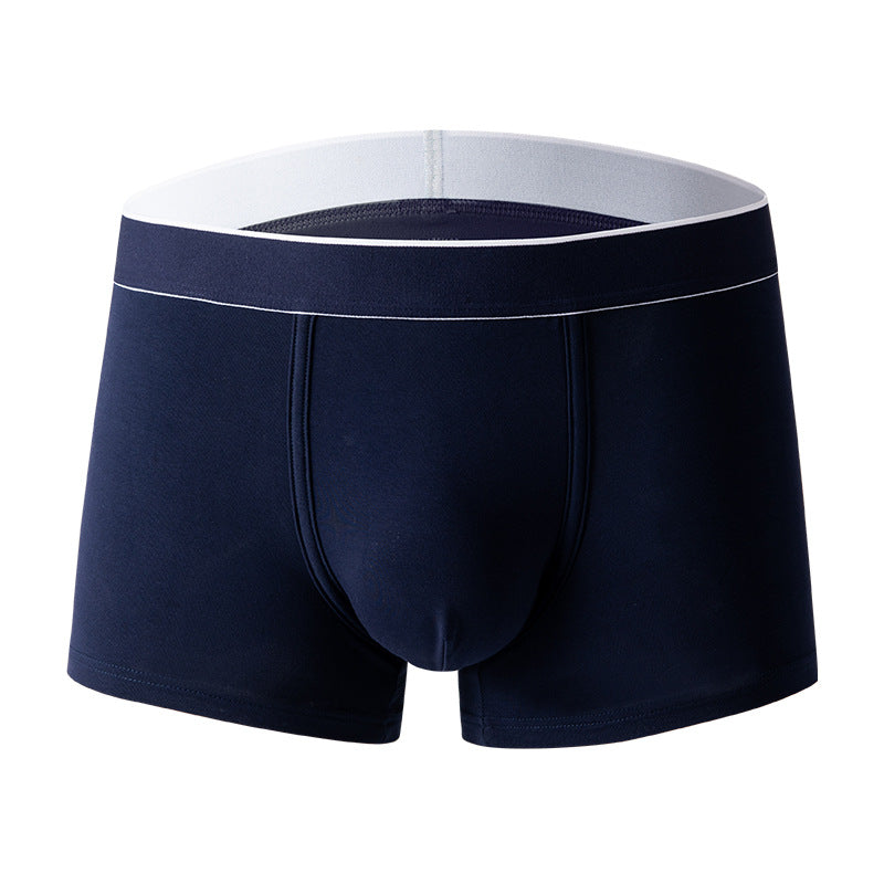 4Pcs Men's Cotton Solid Mid-waist Boxer Briefs