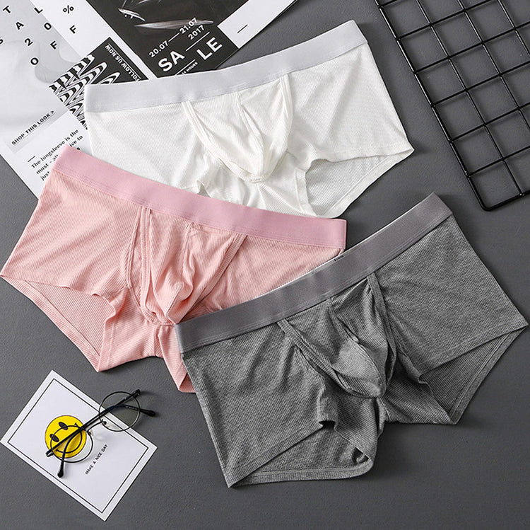 3 Pack Ribbed Separate Support Pouch Boxer Briefs