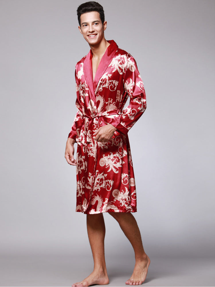 Men's Luxurious Satin Printed Robe