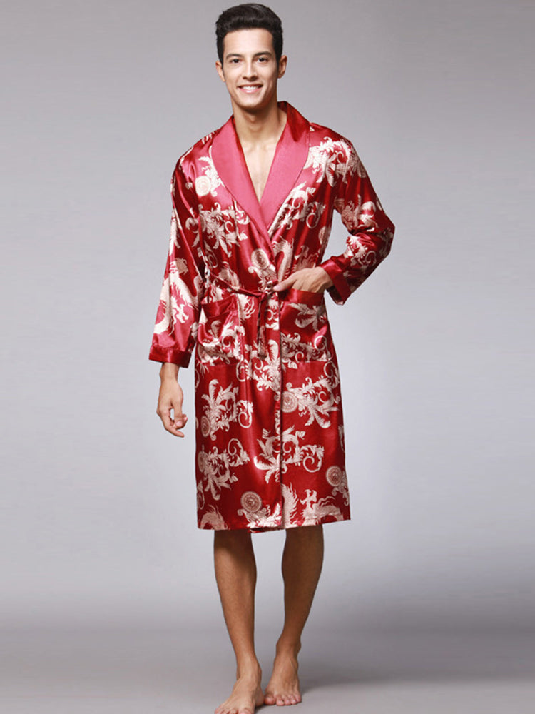Men's Luxurious Satin Printed Robe