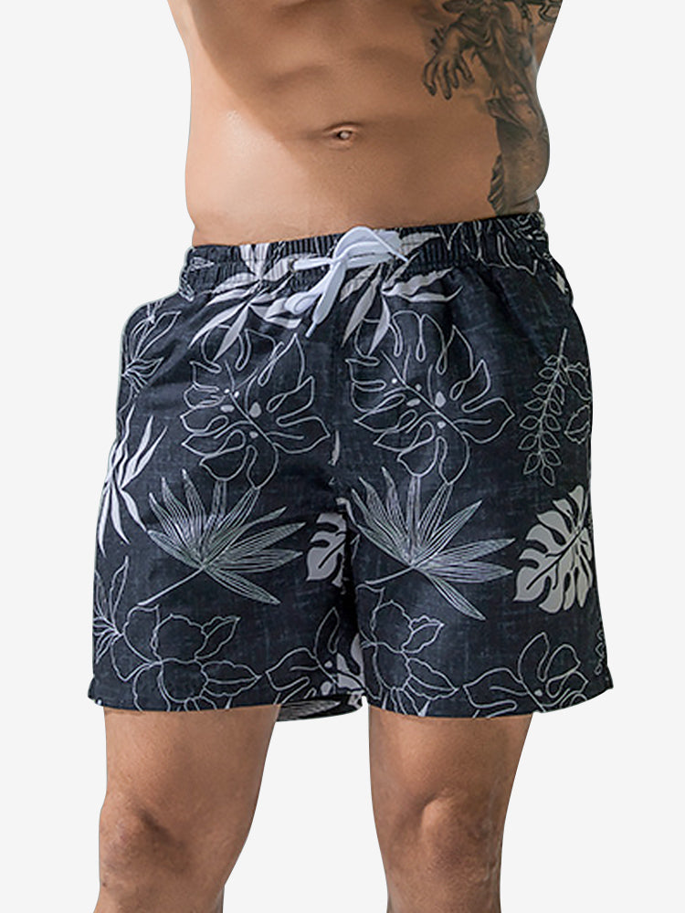 Mens Quick Drying Floral Printed Beach Board Shorts