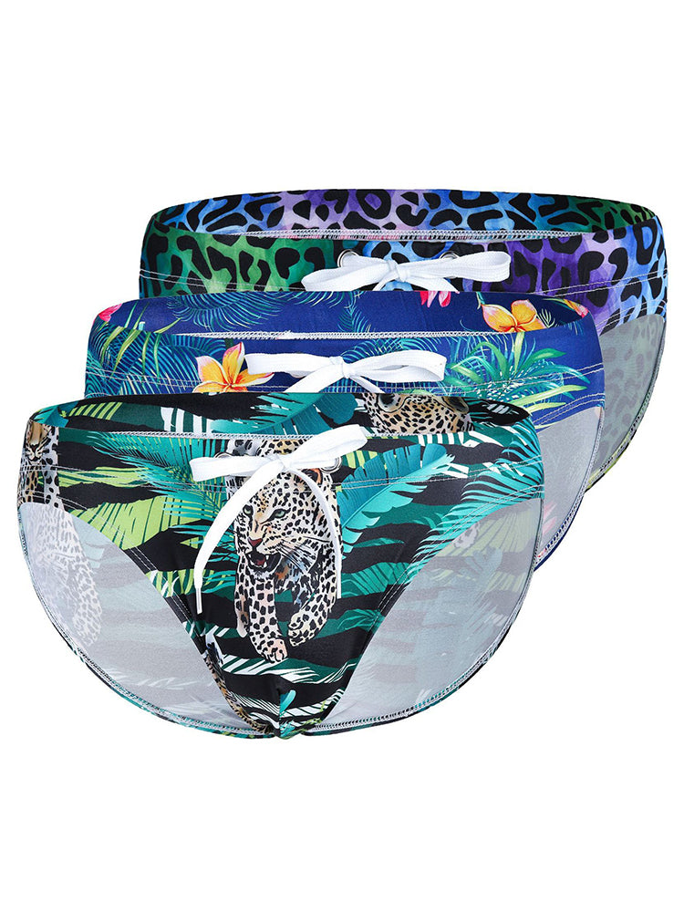 Mens Bulge Pouch Surfing Printed Bohemian Swim Briefs