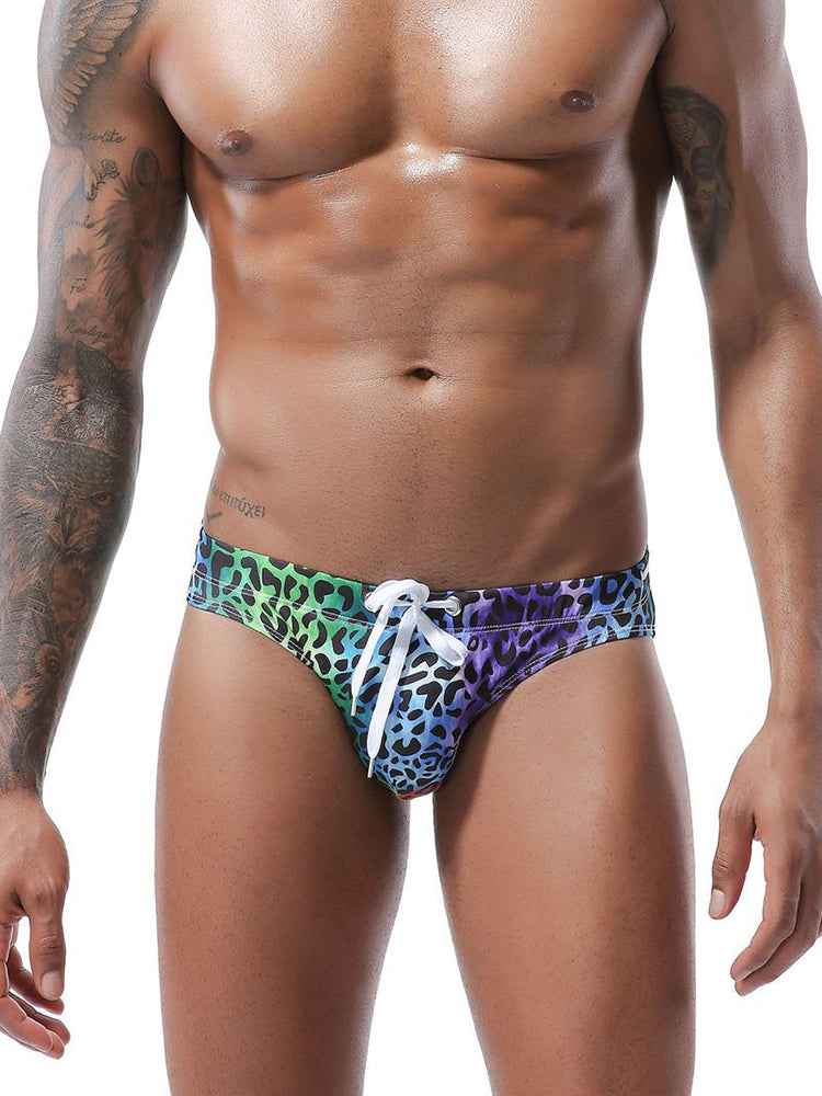 Mens Bulge Pouch Surfing Printed Bohemian Swim Briefs