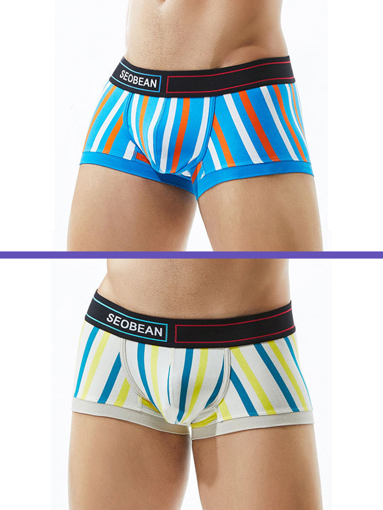 2 Pack Colorful Striped U Convex Pouch Underwear