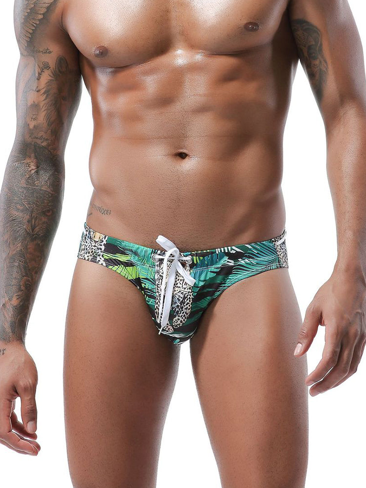 Mens Bulge Pouch Surfing Printed Bohemian Swim Briefs