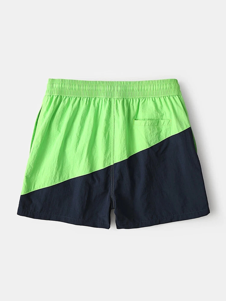 Men Casual Spell Color Sports Board Shorts
