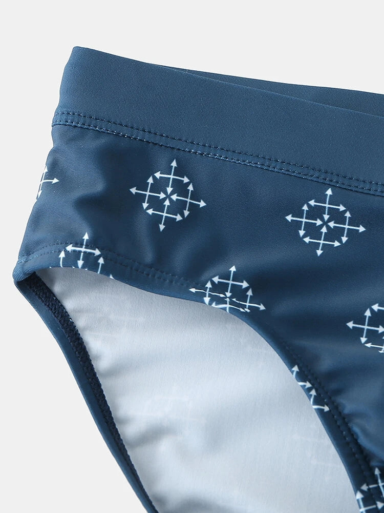 Men Geometry Drawstring Bikini Swim Briefs