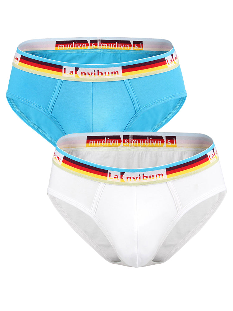 2 Pack Men's Rainbow Waistband Big Pouch Briefs