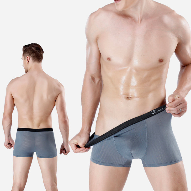 4Pcs Mesh Ice Silk Light Men's Boxer Brief Sets