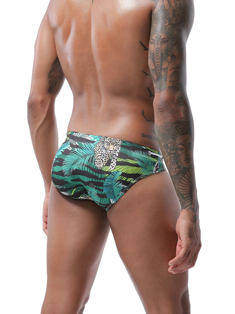 Mens Bulge Pouch Surfing Printed Bohemian Swim Briefs