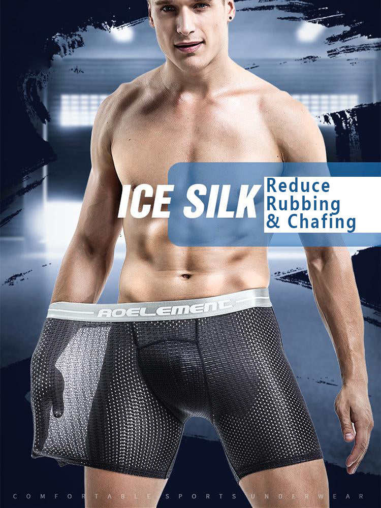 2 Pack Mesh Ice Silk Moisture Wicking Sport Boxer Underwear